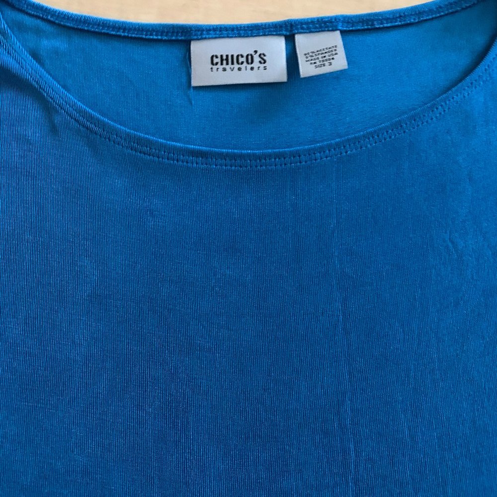 Chico's Size 3 Blue Travelers Tank - Picture 5 of 6